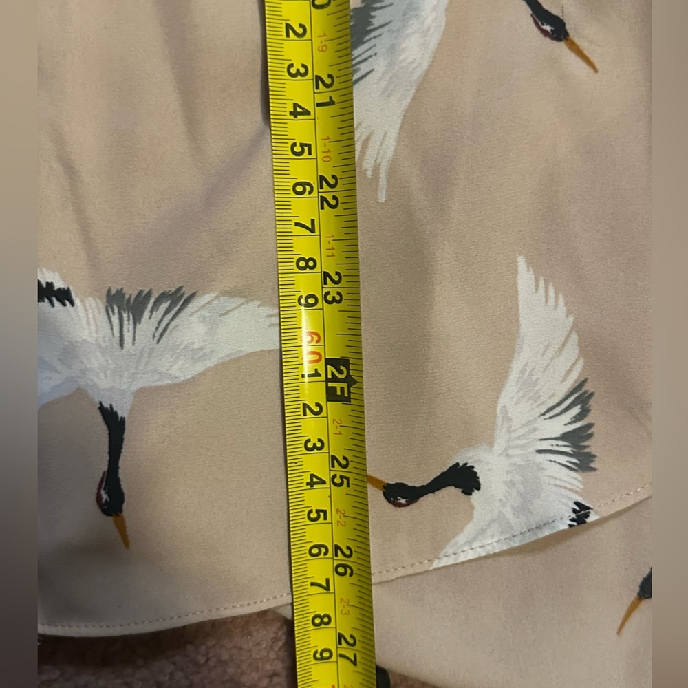 Zara Basic Collection Size M Bird Print Shirt Blo… - image 6